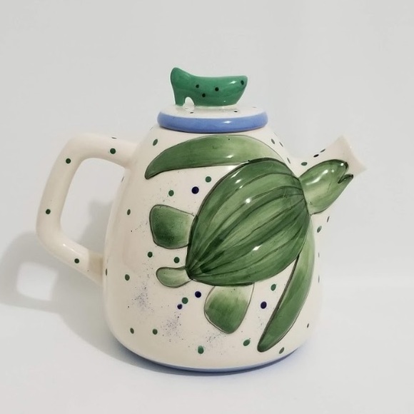 Blue Sky Ceramic Diane Leatherback Turtle Teapot - Picture 2 of 9